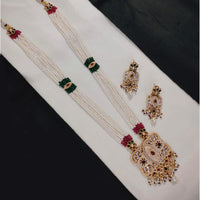 Lucentarts Jewellery Gold Plated Pota Stone And Beads Meenakari Long Necklace Set