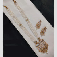 Lucentarts Jewellery Gold Plated Pota Stone And Beads Meenakari Long Necklace Set