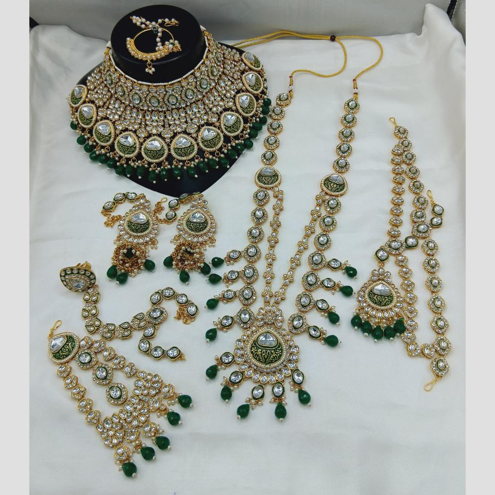 Lucentarts Jewellery Gold Plated Kundan Stone And Beads Bridal Set