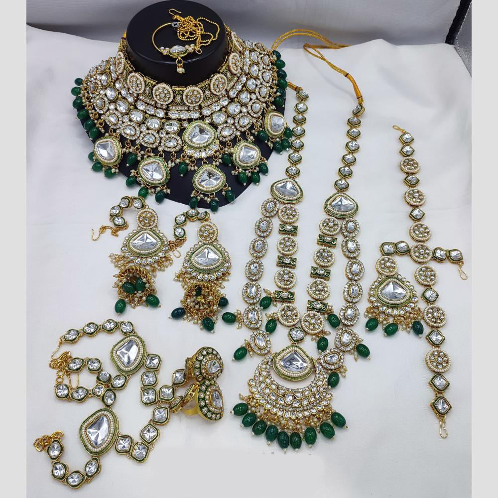 Lucentarts Jewellery Gold Plated Kundan Stone And Beads Bridal Set