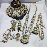 Lucentarts Jewellery Gold Plated Kundan Stone And Beads Bridal Set