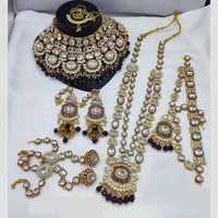 Lucentarts Jewellery Gold Plated Kundan Stone And Beads Bridal Set