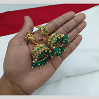 Lucentarts Jewellery Gold Plated Pota Stone And Pearl Jhumki Earrings