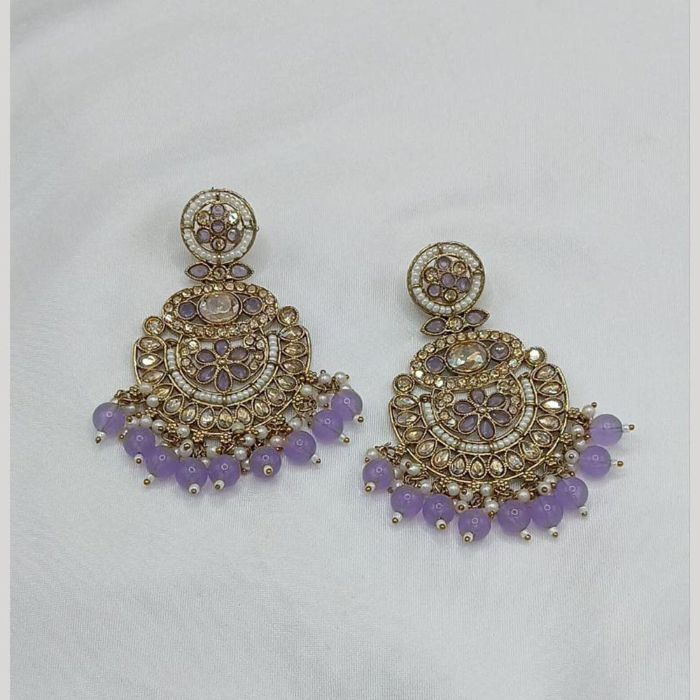 Lucentarts Jewellery Gold Plated Crystal Stone And Beads Dangler Earrings