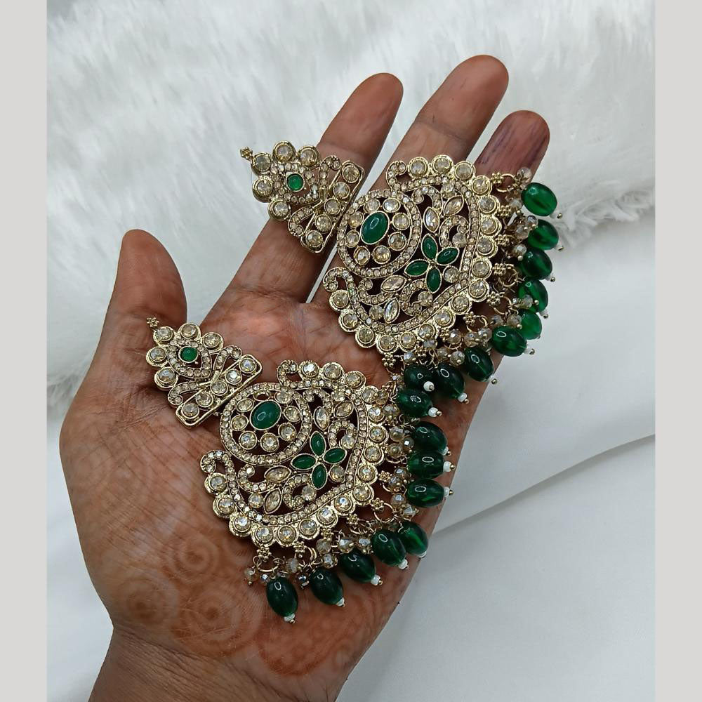 Lucentarts Jewellery Gold Plated Crystal Stone And Beads Dangler Earrings