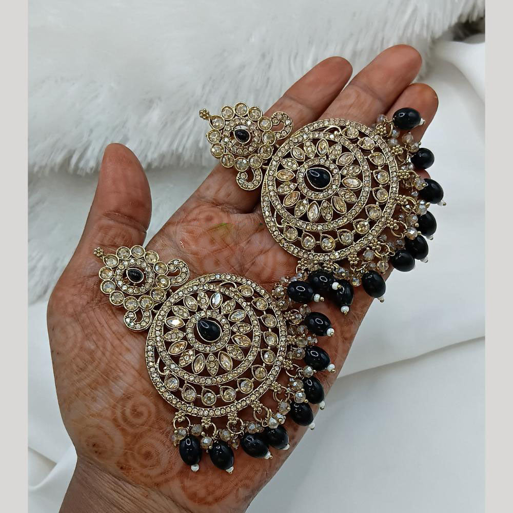 Lucentarts Jewellery Gold Plated Crystal Stone And Beads Dangler Earrings