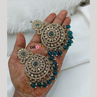 Lucentarts Jewellery Gold Plated Crystal Stone And Beads Dangler Earrings