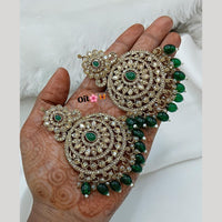 Lucentarts Jewellery Gold Plated Crystal Stone And Beads Dangler Earrings
