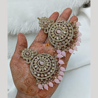 Lucentarts Jewellery Gold Plated Crystal Stone And Beads Dangler Earrings