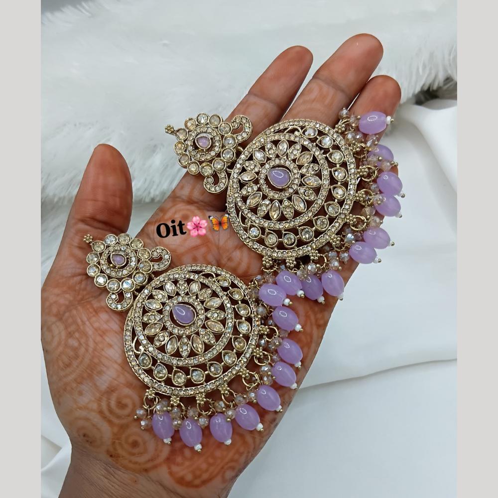 Lucentarts Jewellery Gold Plated Crystal Stone And Beads Dangler Earrings