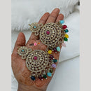 Lucentarts Jewellery Gold Plated Crystal Stone And Beads Dangler Earrings
