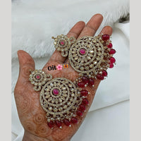 Lucentarts Jewellery Gold Plated Crystal Stone And Beads Dangler Earrings