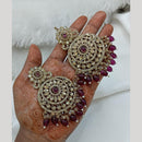 Lucentarts Jewellery Gold Plated Crystal Stone And Beads Dangler Earrings