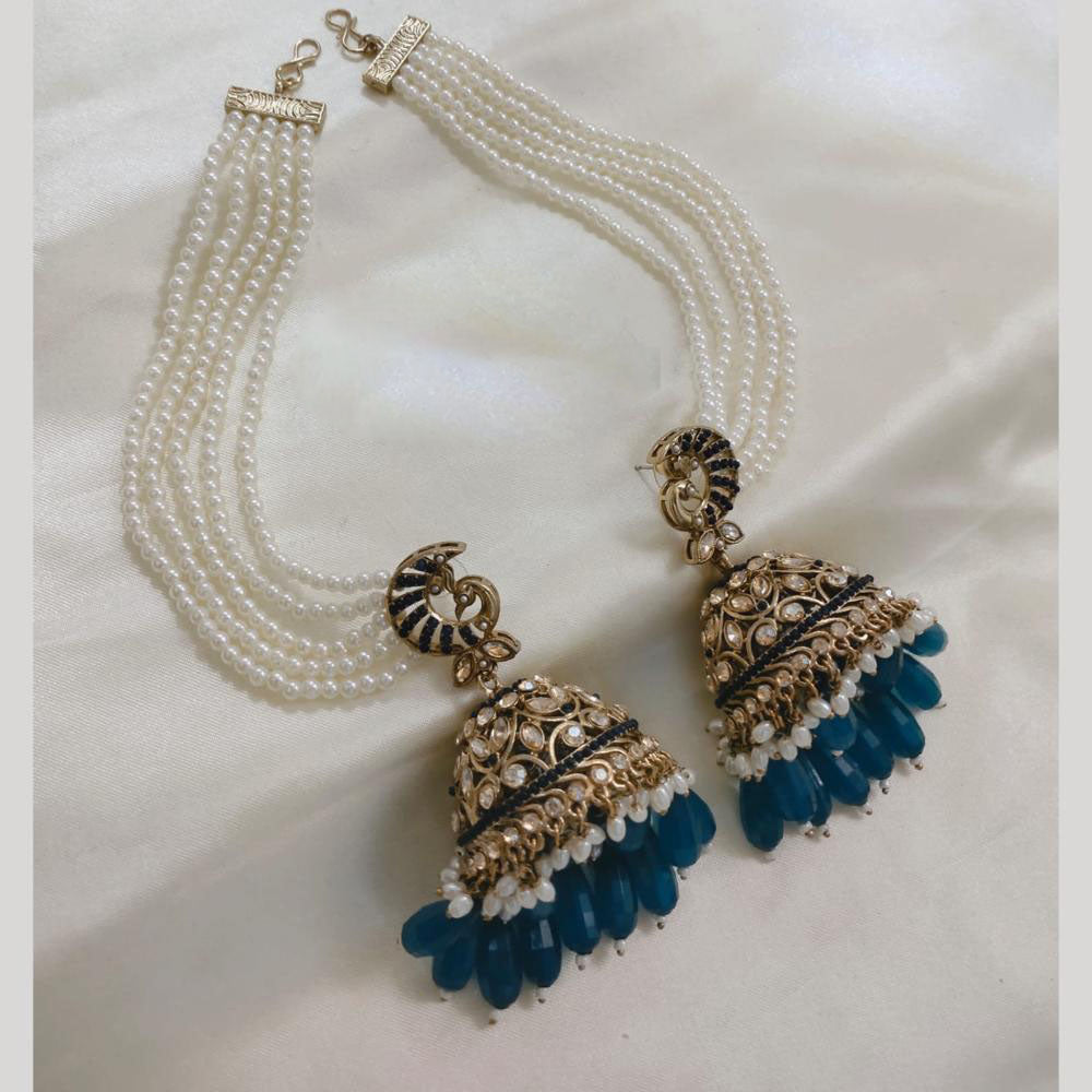 Lucentarts Jewellery Gold Plated Crystal Stone Jhumki Kanchain Earrings