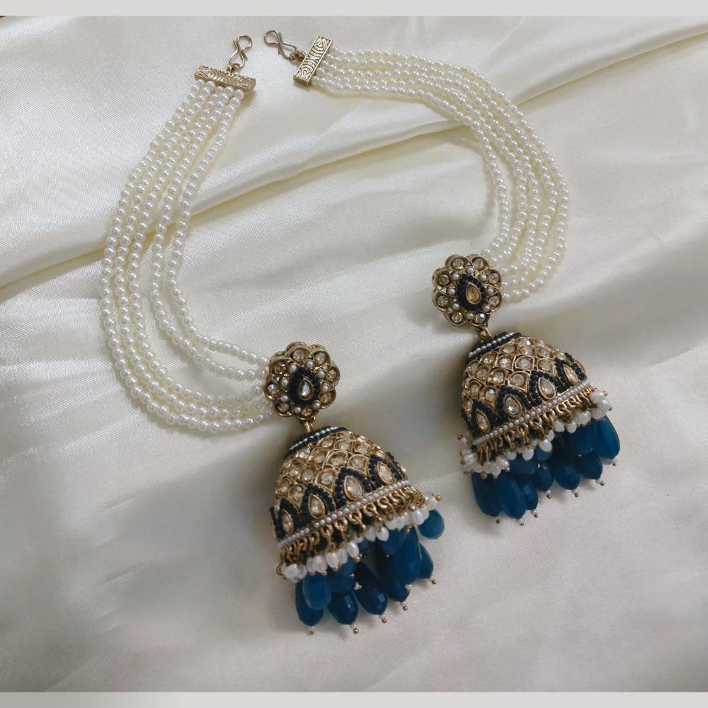 Lucentarts Jewellery Gold Plated Crystal Stone Jhumki Kanchain Earrings