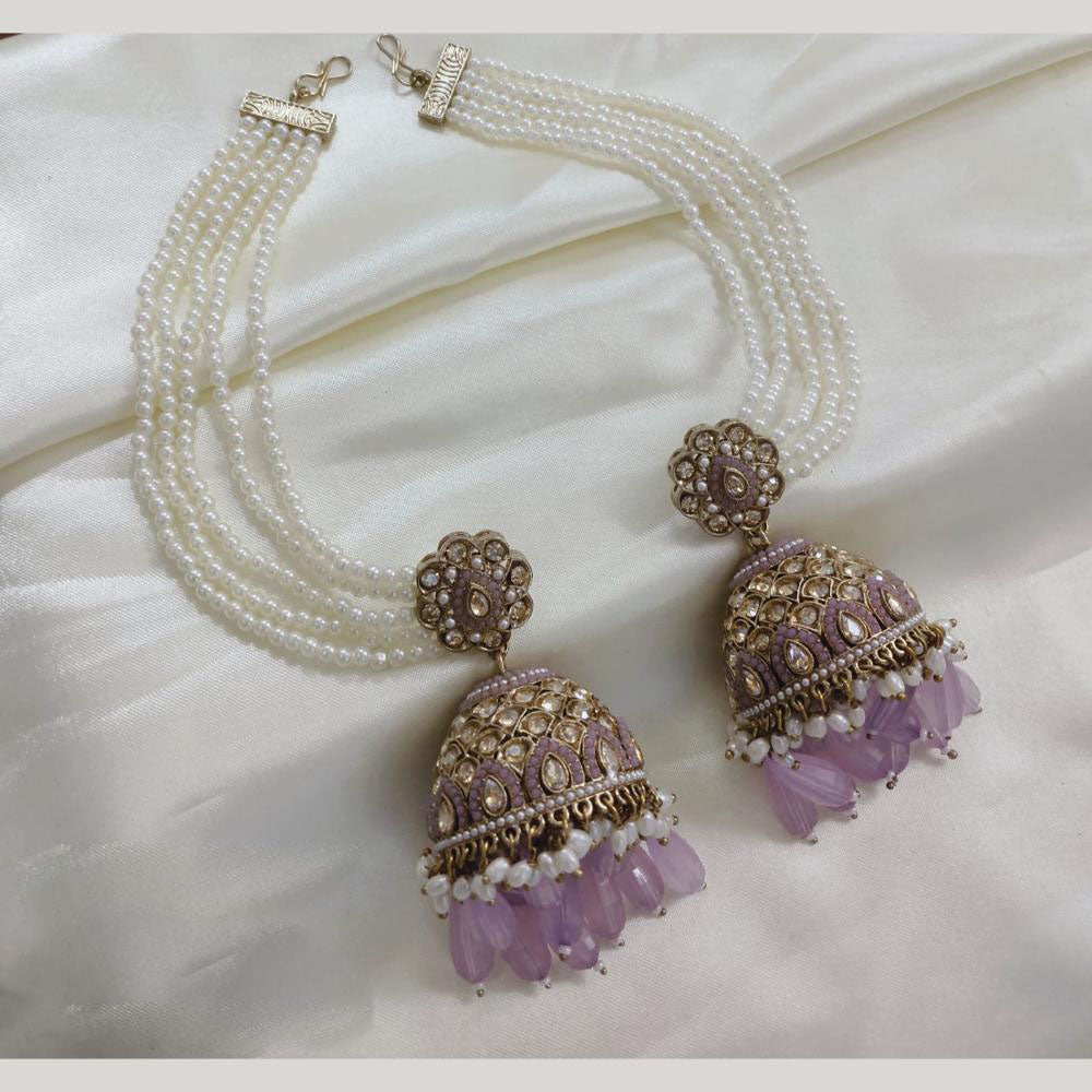 Lucentarts Jewellery Gold Plated Crystal Stone Jhumki Kanchain Earrings