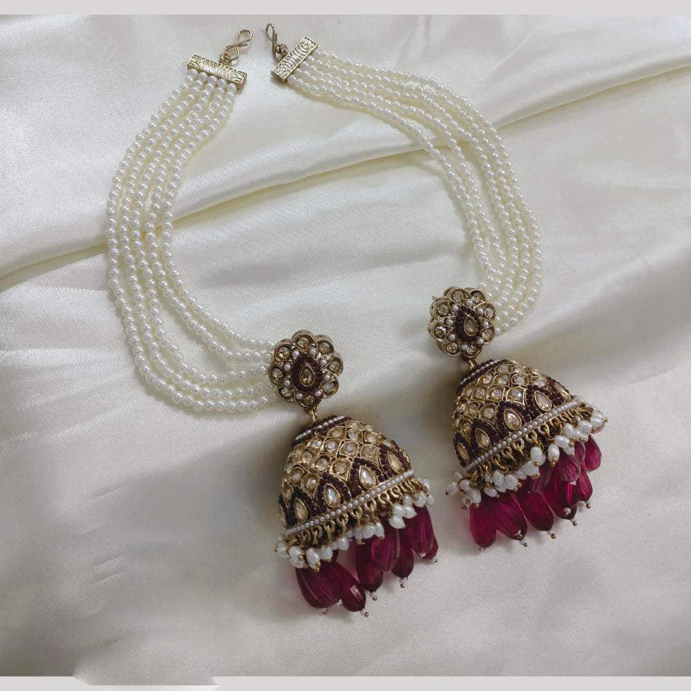 Lucentarts Jewellery Gold Plated Crystal Stone Jhumki Kanchain Earrings