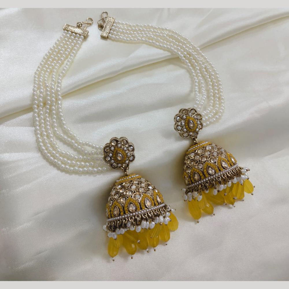 Lucentarts Jewellery Gold Plated Crystal Stone Jhumki Kanchain Earrings