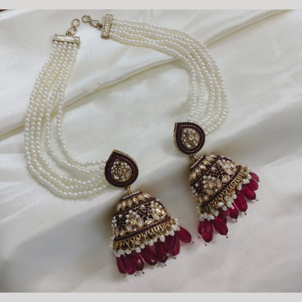 Lucentarts Jewellery Gold Plated Crystal Stone Jhumki Kanchain Earrings
