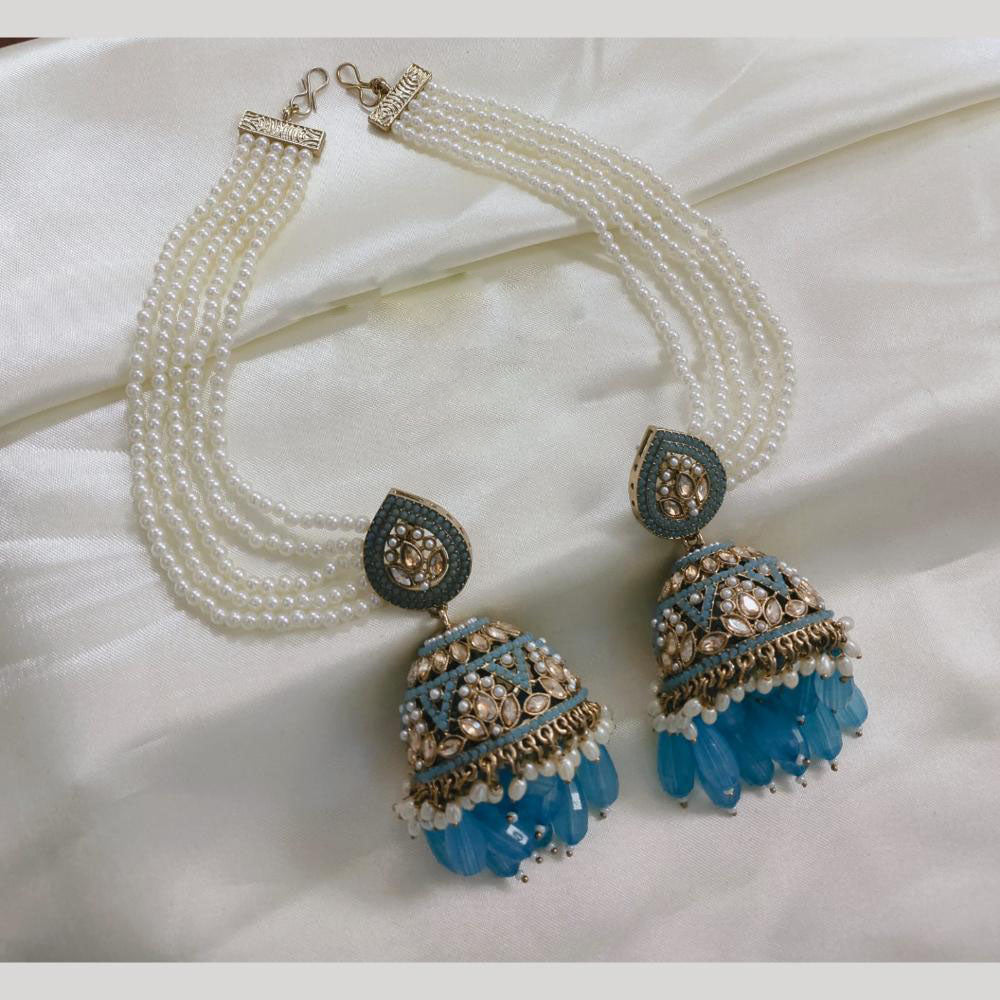 Lucentarts Jewellery Gold Plated Crystal Stone Jhumki Kanchain Earrings