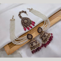 Lucentarts Jewellery Gold Plated Crystal Stone Jhumki Kanchain Earrings With Maangtikka