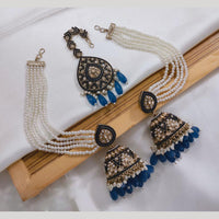 Lucentarts Jewellery Gold Plated Crystal Stone Jhumki Kanchain Earrings With Maangtikka