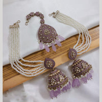 Lucentarts Jewellery Gold Plated Crystal Stone Jhumki Kanchain Earrings With Maangtikka
