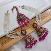 Lucentarts Jewellery Gold Plated Crystal Stone Jhumki Kanchain Earrings With Maangtikka