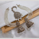 Lucentarts Jewellery Gold Plated Crystal Stone Jhumki Kanchain Earrings With Maangtikka