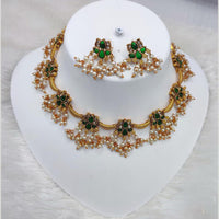 Lucentarts Jewellery Gold Plated Pota Stone And Pearl Necklace Set