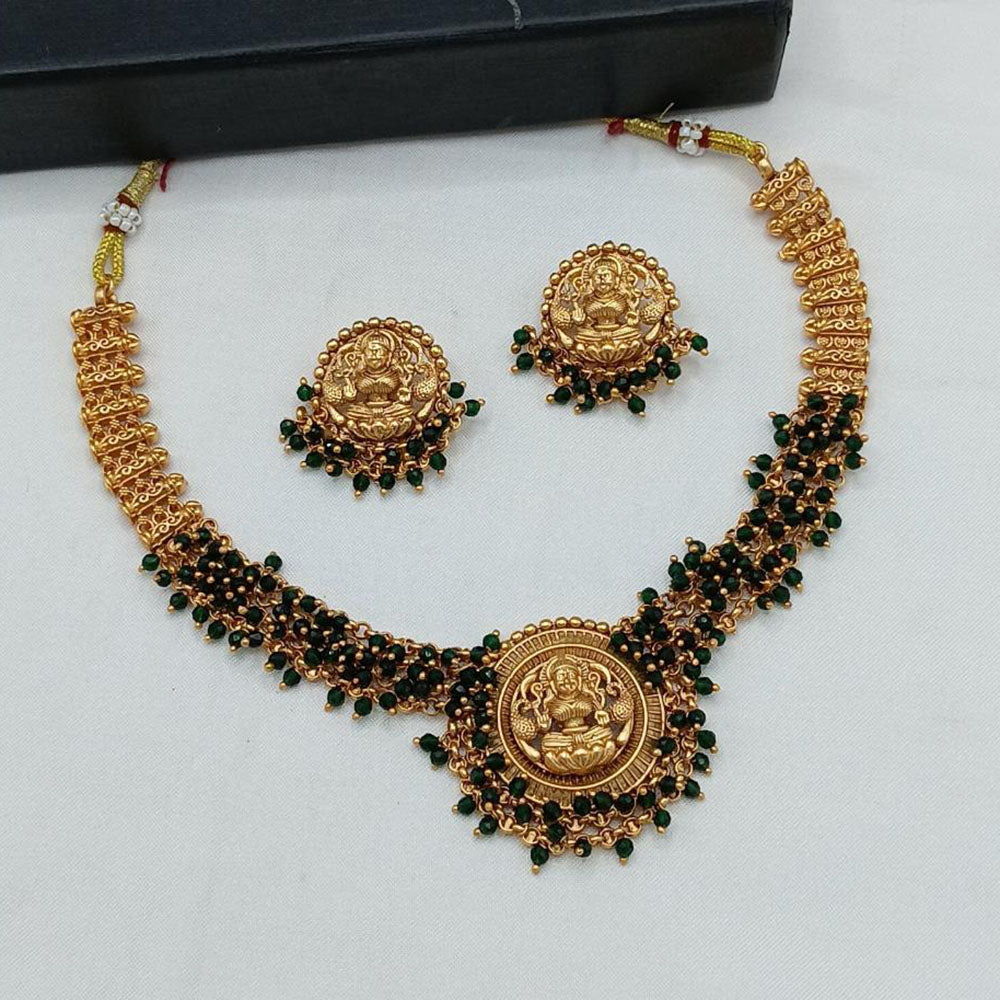 Lucentarts Jewellery Gold Plated Temple Pearls Necklace Set