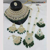 Lucentarts Jewellery Gold Plated Kundan Stone And Beads Double Necklace Set