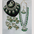 Lucentarts Jewellery Gold Plated Kundan Stone And Beads Double Necklace Set