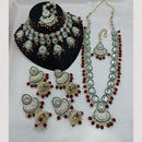 Lucentarts Jewellery Gold Plated Kundan Stone And Beads Double Necklace Set