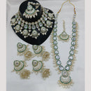 Lucentarts Jewellery Gold Plated Kundan Stone And Beads Double Necklace Set