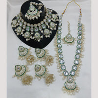 Lucentarts Jewellery Gold Plated Kundan Stone And Beads Double Necklace Set