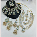 Lucentarts Jewellery Gold Plated Kundan Stone And Beads Double Necklace Set