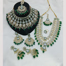 Lucentarts Jewellery Gold Plated Kundan Stone And Beads Double Necklace Set