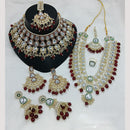 Lucentarts Jewellery Gold Plated Kundan Stone And Beads Double Necklace Set