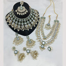 Lucentarts Jewellery Gold Plated Kundan Stone And Beads Double Necklace Set
