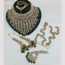 Lucentarts Jewellery Gold Plated Kundan Stone And Beads Semi-Bridal Necklace Set