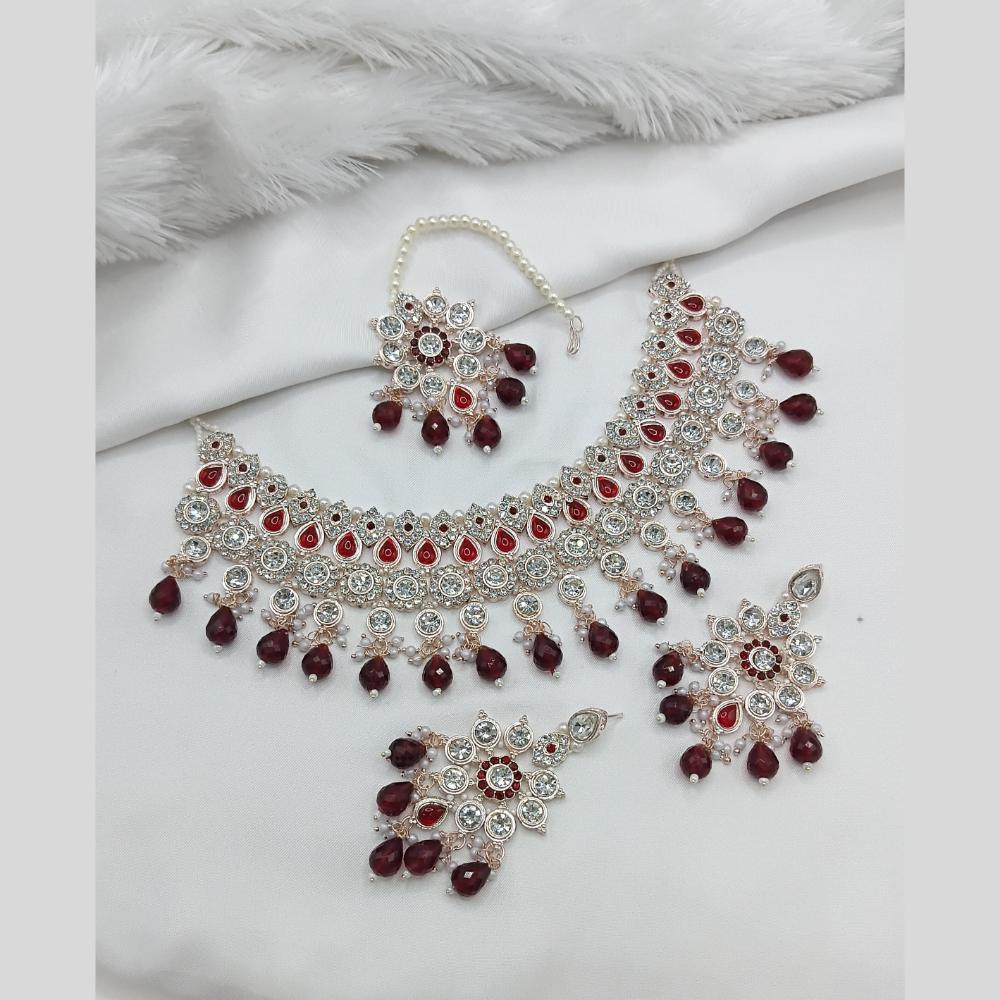 Lucentarts Jewellery Austrian Stone Pearl And Beads Necklace Set