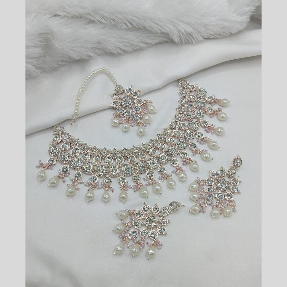 Lucentarts Jewellery Austrian Stone Pearl And Beads Necklace Set