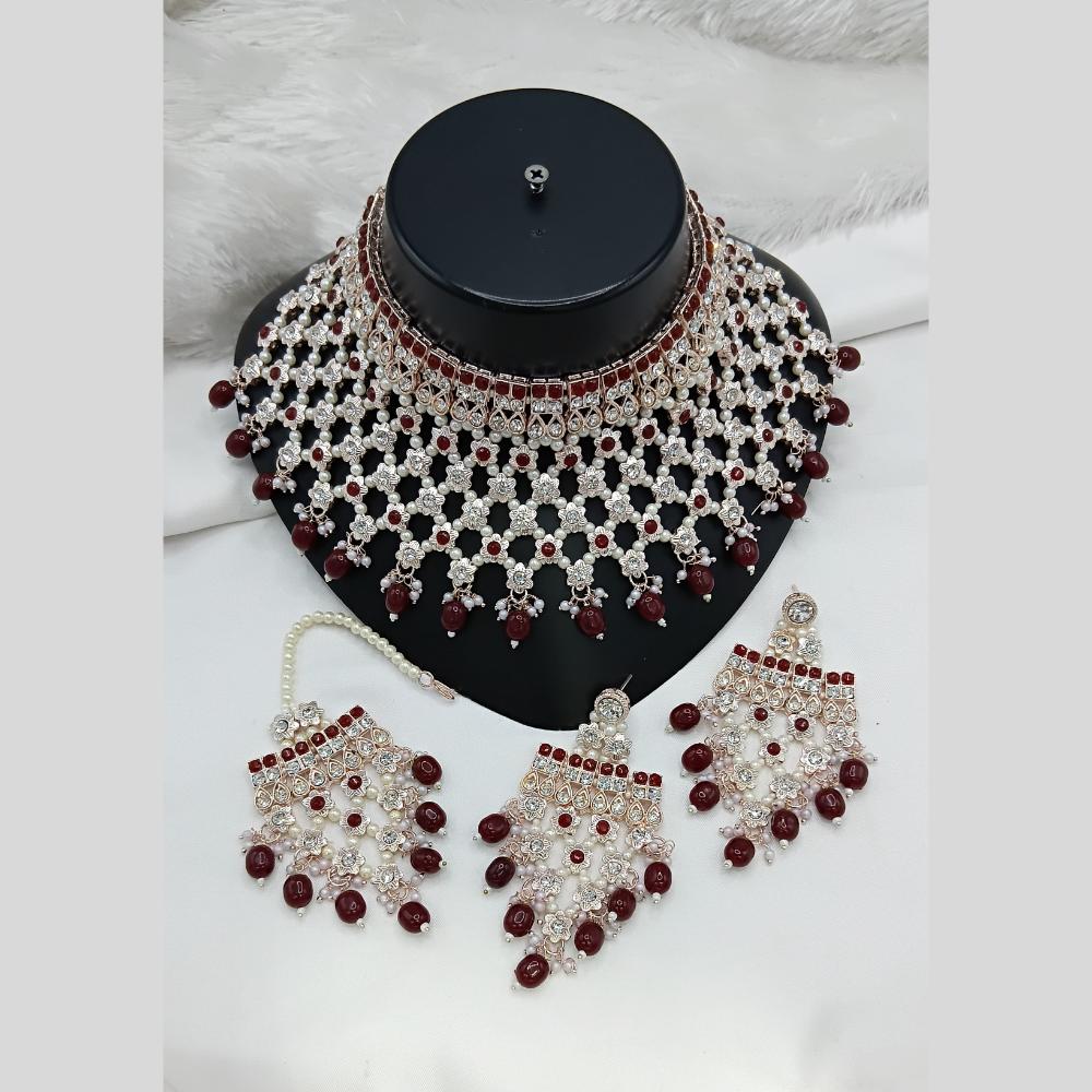 Lucentarts Jewellery Austrian Stone Pearl And Beads Necklace Set