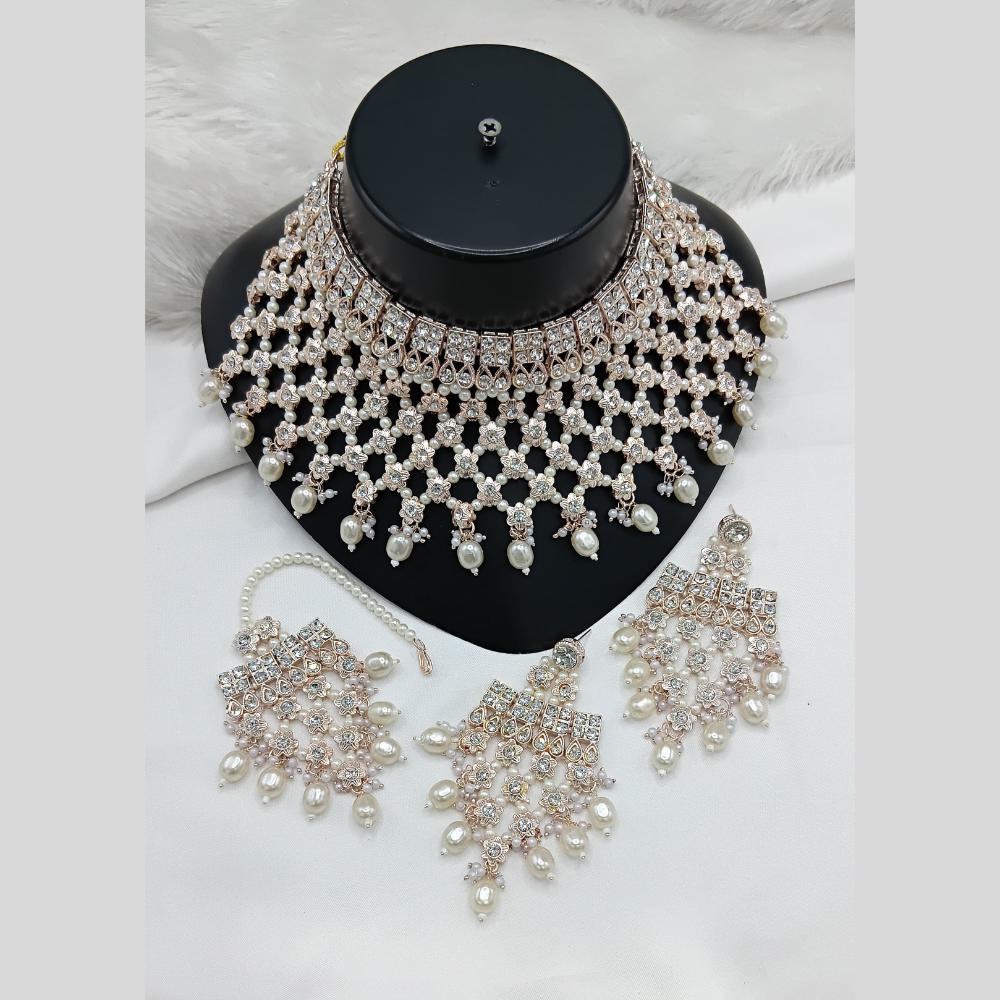 Lucentarts Jewellery Austrian Stone Pearl And Beads Necklace Set