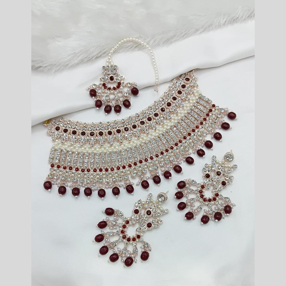 Lucentarts Jewellery Austrian Stone Pearl And Beads Necklace Set