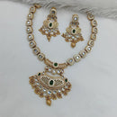 Lucentarts Jewellery Gold Plated Pota Stone And Beads Meenakari Necklace Set