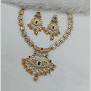 Lucentarts Jewellery Gold Plated Pota Stone And Beads Meenakari Necklace Set