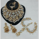 Lucentarts Jewellery Gold Plated Kundan Stone And Beads Semi-Bridal Necklace Set