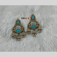 Lucentarts Jewellery Gold Plated Pota Stone And Pearl Jhumki Earrings